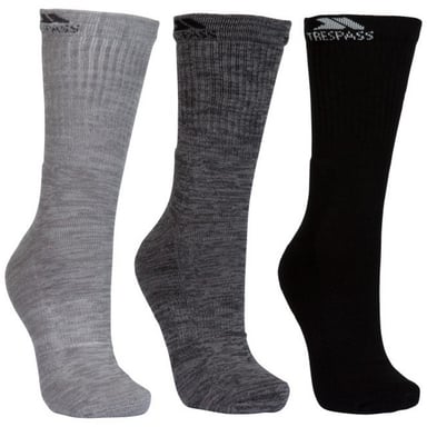 Trespass Mens Jackbarrow Trekking Socks (Pack Of 3) (Carbon Melange/Stone Melange/Black)