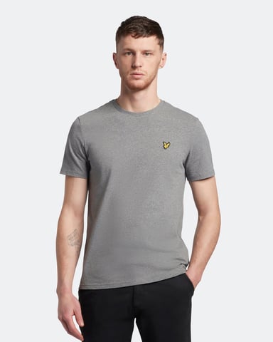 Middengrijs gemêleerd T-shirt met Lyle & Scott-logo op de borst
