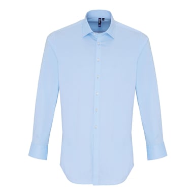 Premier Mens Stretch Fit Poplin Long Sleeve Shirt (Pale Blue)