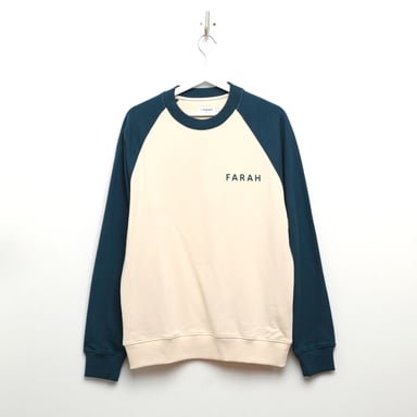 Men's Farah Wicke Raglan Crew Sweat in Blue-White