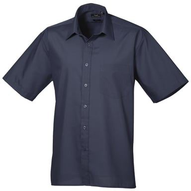Premier Mens Short Sleeve Formal Poplin Plain Work Shirt (Navy)