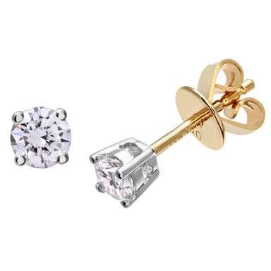 Aretes de diamantes, aretes de oro amarillo de 18 ct con diamantes redondos brillantes certificados IJ/I, peso de diamante de 0,33 ct