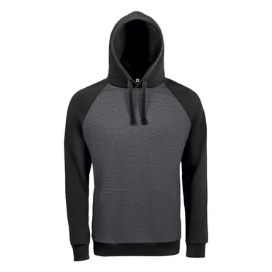 SOLS Unisex Adult Seattle Hoodie (Black/Charcoal Grey Melange)