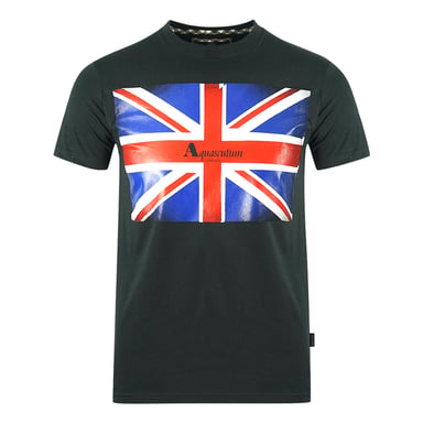 Aquascutum camiseta negra con logo de bandera Union Jack