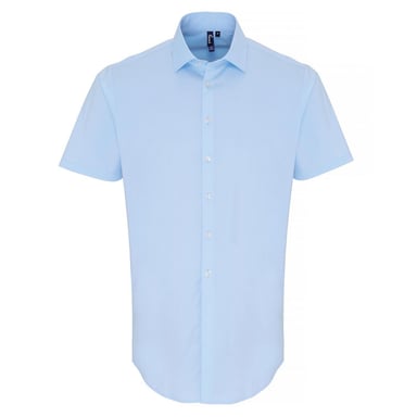 Premier Mens Poplin Stretch Short-Sleeved Shirt (Pale Blue)