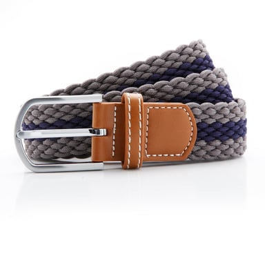 Asquith & Fox Mens Two Colour Stripe Braid Stretch Belt (Slate/Navy)