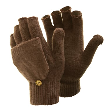 FLOSO Ladies/Womens Winter Capped Fingerless Magic Gloves (Brown)