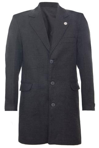 Abrigo largo de lana color carbón de corte ajustado para hombre
