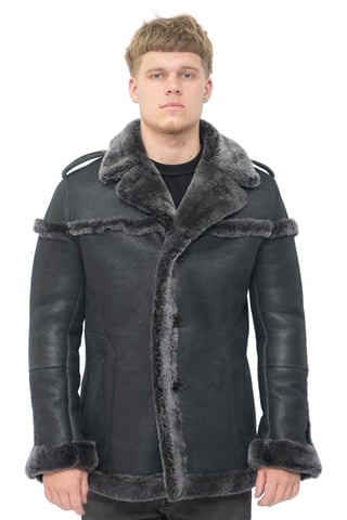 Chaqueta de piel de oveja merino de ante para hombre con cinturón para atar - Granada