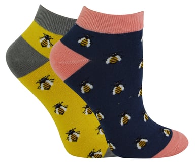 2 Pares de Calcetines de Bambú Multipack | Miss Sparrow | Calcetines transpirables con dibujos de animales - Honey Bees