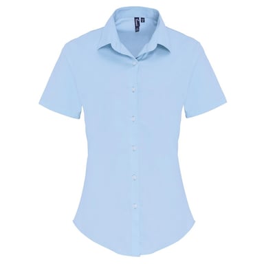 Premier Womens/Ladies Stretch Short-Sleeved Formal Shirt (Pale Blue)