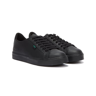 Boys Girls Kickers Youth Leather Tovni Lacer Trainers - (Black)