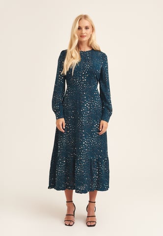 Vestido largo de manga larga con estampado de leopardo