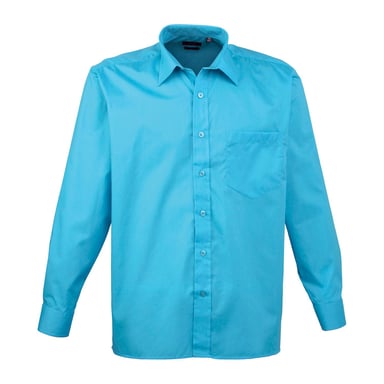 Premier Mens Poplin Long-Sleeved Shirt (Turquoise)