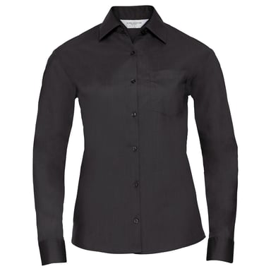 Russell Collection Womens/Ladies Poplin Easy-Care Long-Sleeved Formal Shirt (Black)