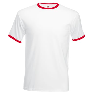 Fruit Of The Loom Mens Ringer Short Sleeve T-Shirt (White/Red)