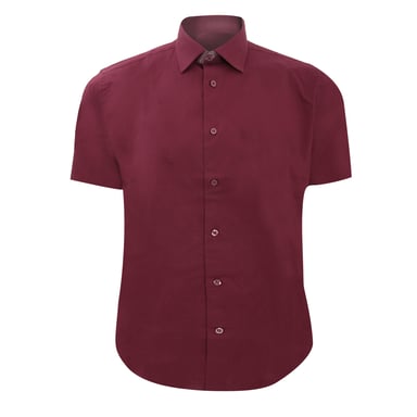 Russell Collection Mens Short Sleeve Easy Care Fitted Shirt (Port)