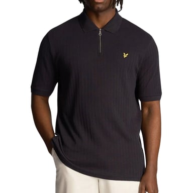 Polo azul marino oscuro con rayas texturizadas de Lyle & Scott
