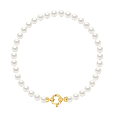 PERLAS Cultadas de pulsera Agua dulce 5-6 mm Bloque de oro amarillo de lujo de lujo