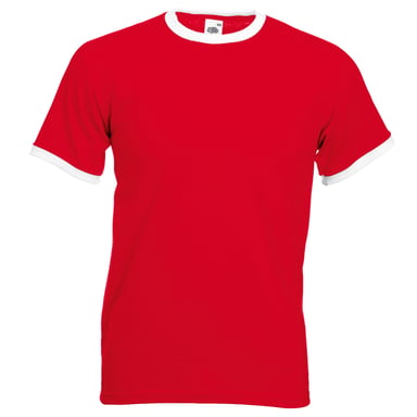 Fruit Of The Loom Mens Ringer Short Sleeve T-Shirt (Red/White)