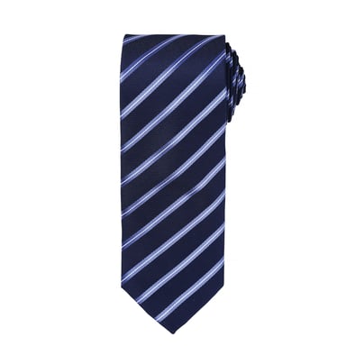 Premier Mens Sports Stripe Pattern Formal Work Tie (Navy/ Royal)