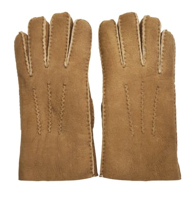 Guantes de piel de oveja de gamuza color canela de lujo para hombre