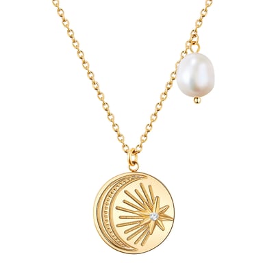 Necklace stainless steel yellow gold freshwater cultured pearl white preciosa white Valero Pearls