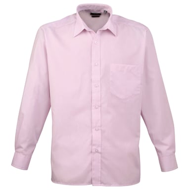 Premier Mens Premier Poplin Long-Sleeved Formal Shirt (Pink)