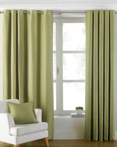 Cortinas de Ojal Tejidas de Lino Atlántico en Verde