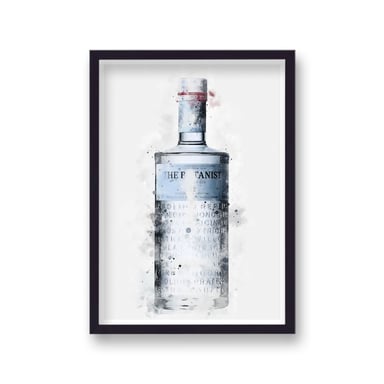 Gin Graphic Splash Print The Botanist Inspired - Black Frame