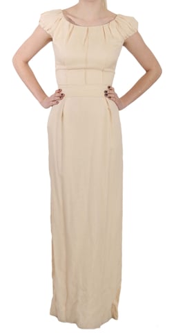 Vestido de columna sin mangas de seda beige de Dolce & Gabbana