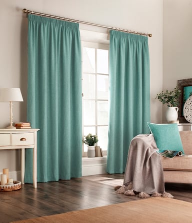 Cortinas con pliegues en lápiz de espiga Harrison en marino