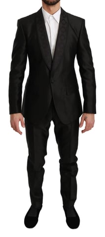 Traje de seda MARTINI negro de ajuste slim fit de 2 piezas de Dolce & Gabbana