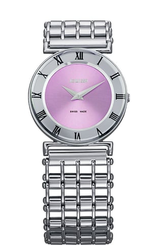 Jowissa Reloj Roma Pastell de acero inoxidable con números romanos y esfera morada para mujer