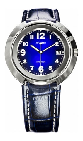 Jowissa Reloj con fecha de cuero azul Pegasus para mujer (azul)