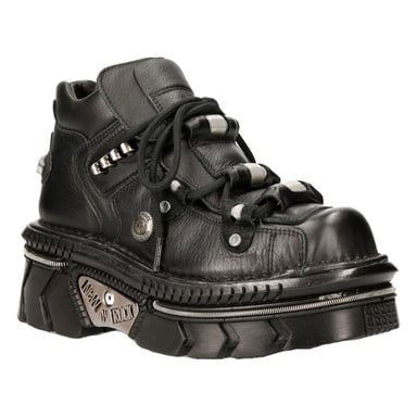 Botas unisex de estilo gótico tecno de cuero negro metalizado de New Rock M-215-S6