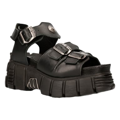 Botas estilo punk unisex de New Rock en color negro metalizado M-BIOS101-C2