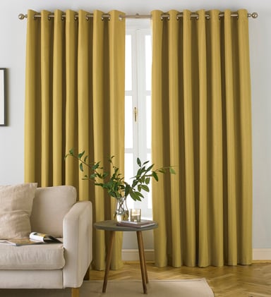 Cortinas Ojeras de Oscurecimiento en Herringbone Negro en Ocre
