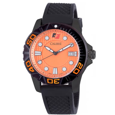 Reloj de Hombre Calibre Akron con Movimiento Suizo, Correa de Caucho Negra y Dial Naranja
