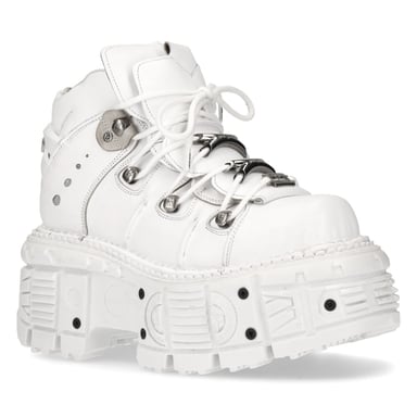 Botas de estilo gótico punk de cuero blanco unisex de New Rock M-TANK106-C1
