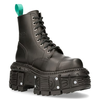 Botas de plataforma de combate de cuero vegano de New Rock TANKMILI083C-V2