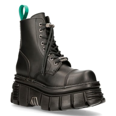 Botas de plataforma de combate de cuero vegano de New Rock TANKMILI083-VS2