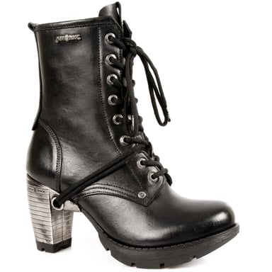 Botas de senderismo góticas de cuero negro para mujer de New Rock TR001-S1