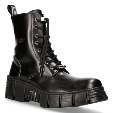 Botas de motociclista New Rock Boots de piel con tacón de aguja hasta el tobillo M-WALL026N-C5