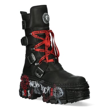 Botas de cuero estilo punk de media pantorrilla New Rock WALL028B-C1