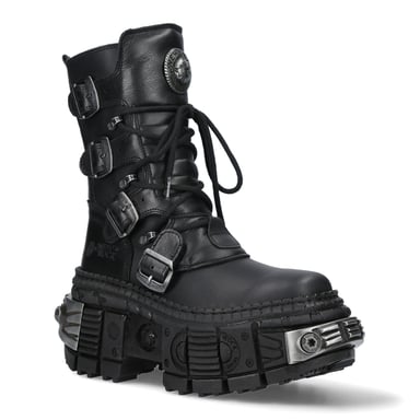Botas de plataforma de cuero de media pantorrilla de New Rock WALL373-S3