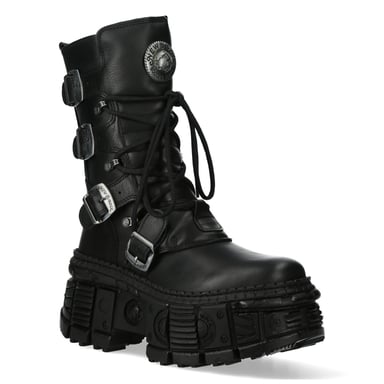 Botas góticas de cuero de media pantorrilla de New Rock WALL373-S5
