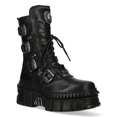 Botas de plataforma de cuero de media pantorrilla de New Rock WALL373-S6