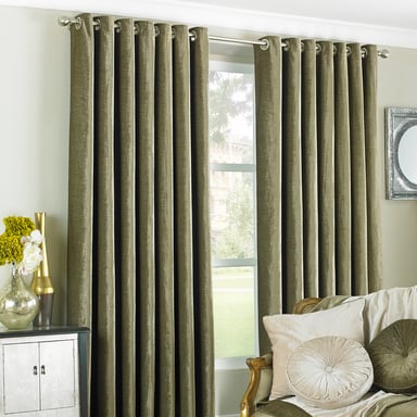 Cortinas de Ojo de Perdiz de Terciopelo Wellesley en Mocha