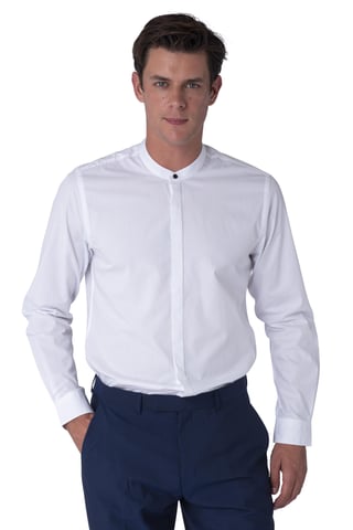 Harry Brown Joshua White Grandad Cotton Shirt